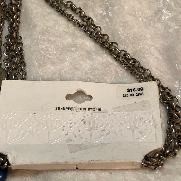 Double chain necklace with blue beads , nwt - Picture 3 of 4